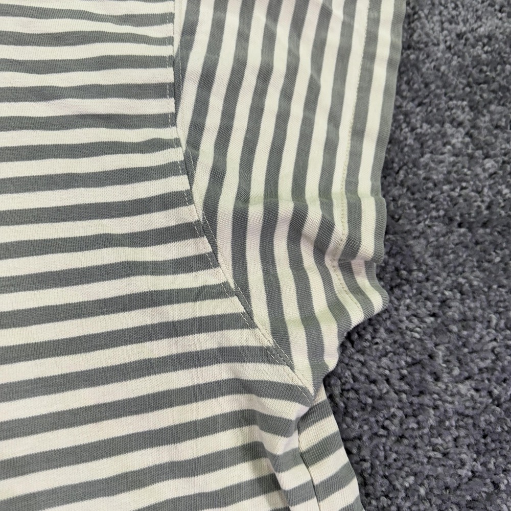 Vintage Dockers Shirt Womens 1X Beige Striped Short Sleeve Crew Neck Nautical - Picture 10 of 10